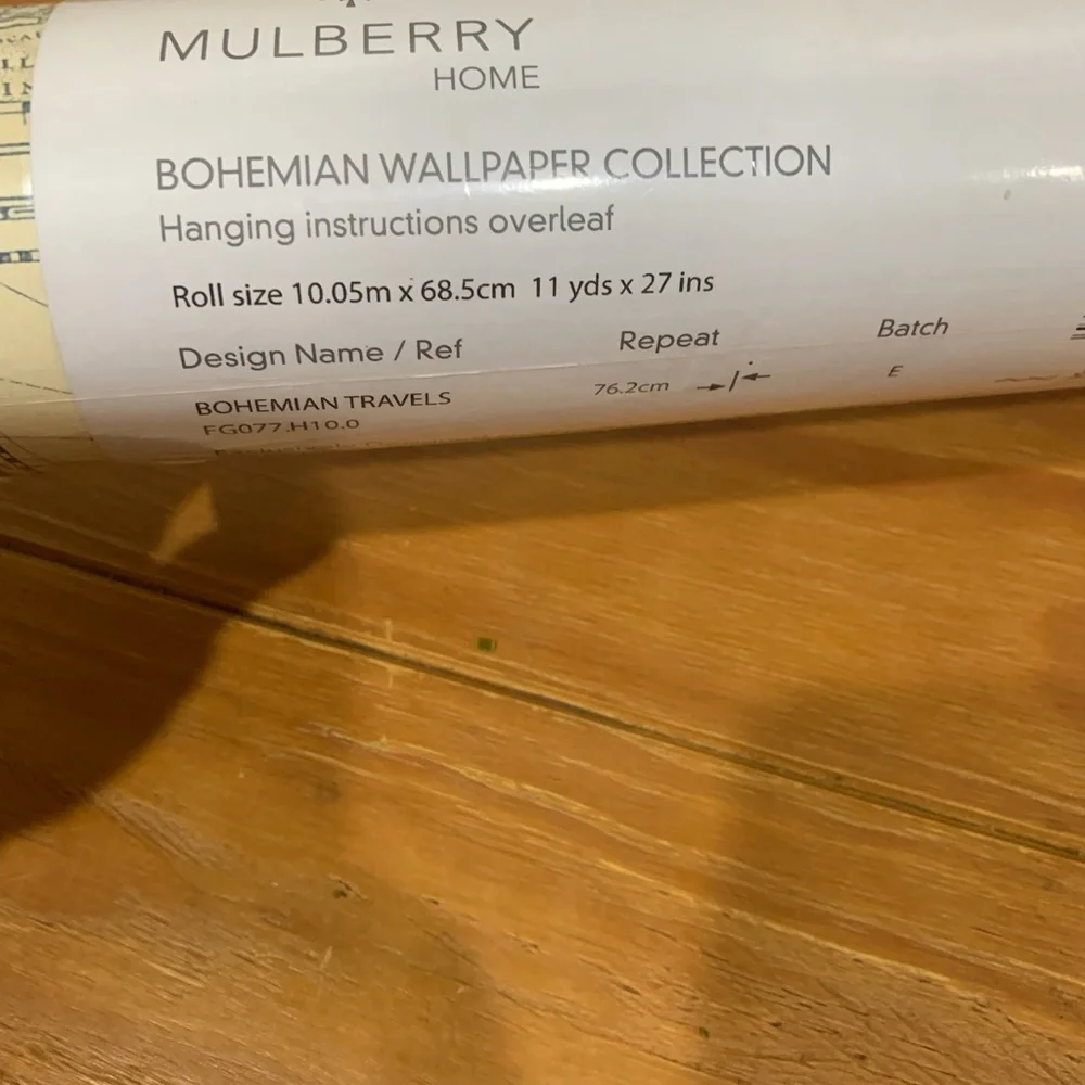 Mulberry Home Bohemian Travels‎ Indigo Wallpaper FG077 H10.0 11 yards